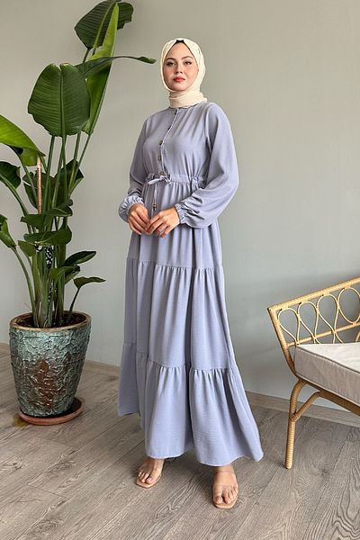 InStyle فستان باميلا رمادي فاتح من Ayrobin - بأزرار