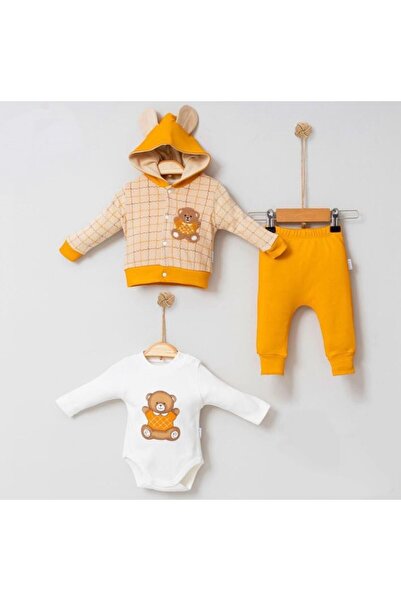 Cherub Baby طقم أطفال مكون من 3 قطع منقوش عليه دمية دب وسترة وشريط