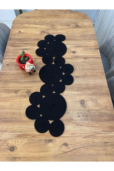 ModaCardin 30x100 CM Bohemian Style Daisy Model Runner - Față de masă decorativă din iută și răchită, cârpă de masă pentru cafea