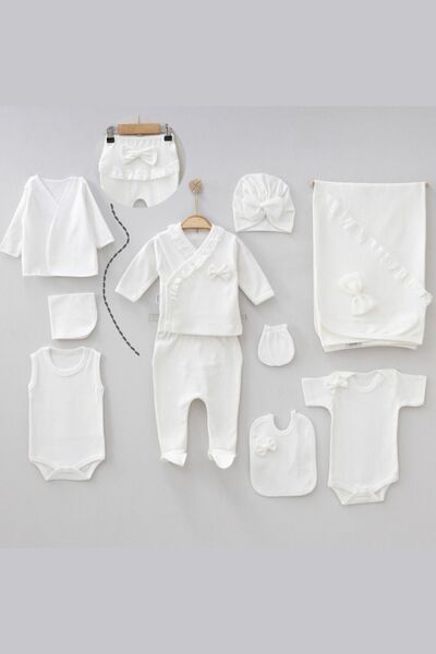 Cherub Baby %100 Organik Raporlu Fiyonklu Boneli %100 Pamuk Yenidoğan Kız Beb...