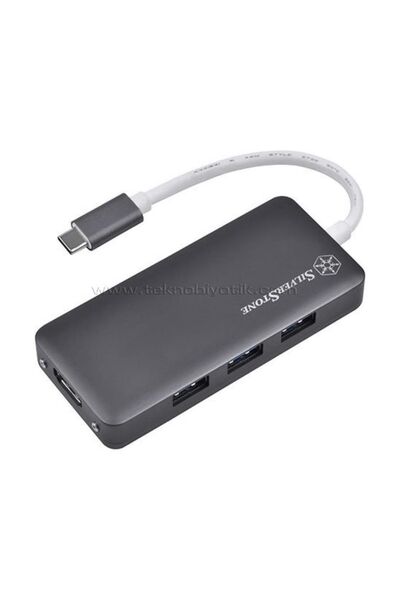 SILVERSTON Adaptor USB-C la 3 x USB-A, 1 x USB-C, 1 x CONVERTOR HDMI (HUB) SS...