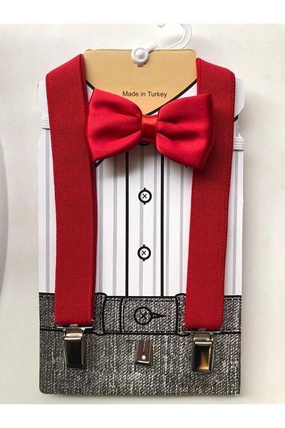 Cherub Baby Red Trouser Suspenders and Bow Tie Set 2-6 Years