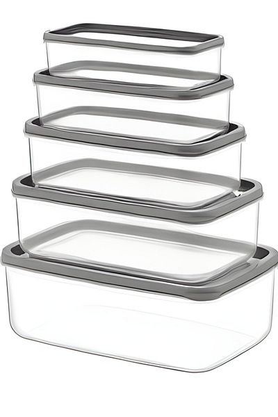 NY HOME Anthracite Set of 5 Ebox Rectangular Food Storage Container