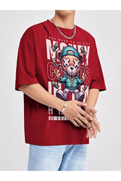 DogFish Tricou unisex roșu, mărime mare, din bumbac, imprimat