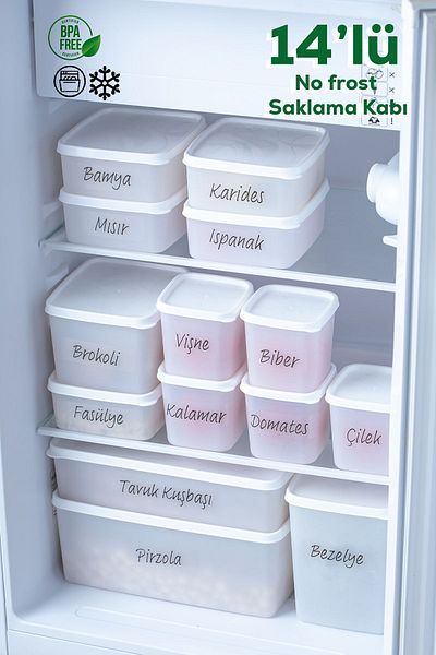 Porsima 14 Pieces Multi-Purpose with Labels -20°C Deep Freezer Food Food Food Storage Container Set