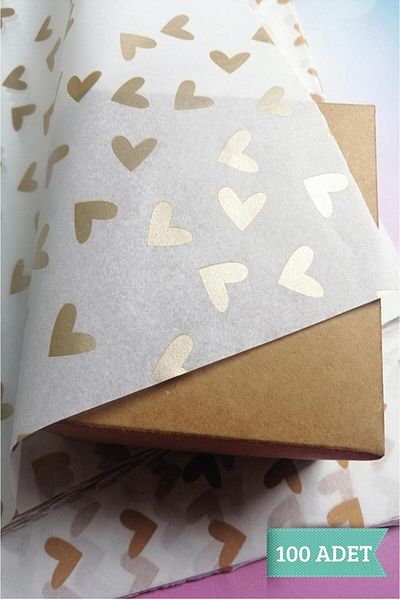 t tuğset etiket Heart Gold Patterned Pelur Paper 50x70 Cm 100 Pieces-t439