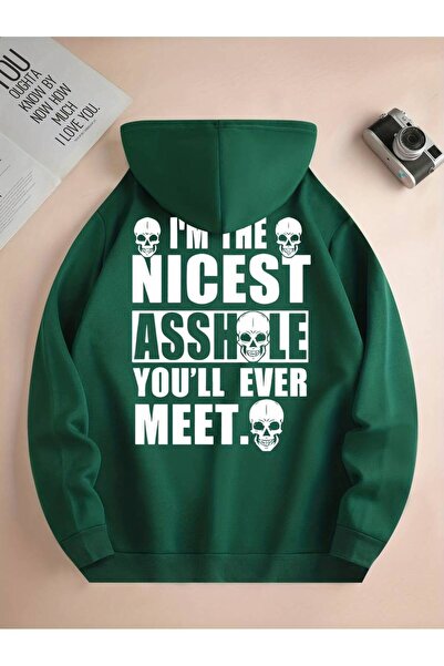 NoVibe Hanorac de iarnă oversize unisex - imprimat cu craniu, 3 fire 100% bum...