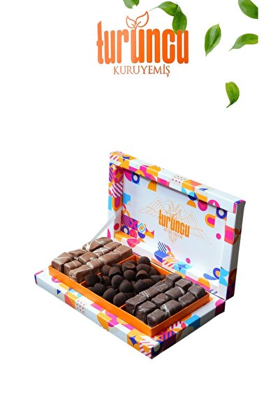 Turuncu Kuruyemiş Turuncu Meyve Kaplı Çikolata Kutusu 1Kg
