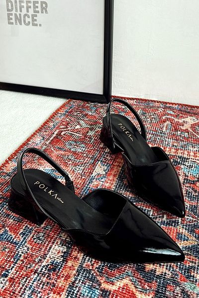 POLKA STORE Blush špičaté, krátké, blokové podpatky dámské boty