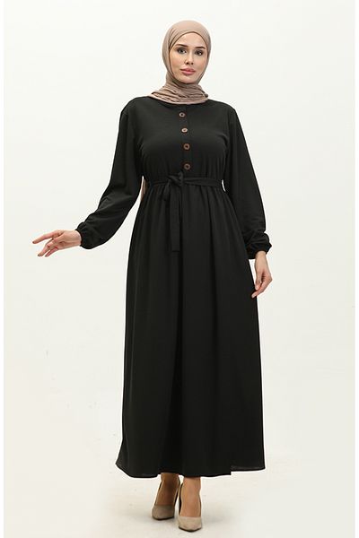 sefamerve Black Belted Dress - 7979-09