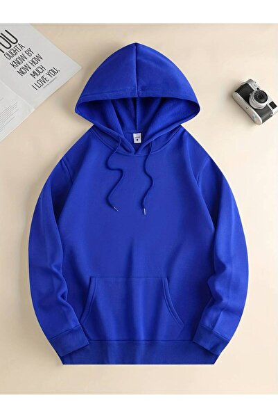 NoVibe Світшот з капюшоном New York Baskılı Unisex Oversize - 3 нитки, 100% бавовна, зимовий худі