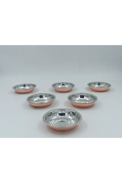 KAYSERİ BAKIRCILIK Breakfast Copper Mini Bowl Set of 6 Red