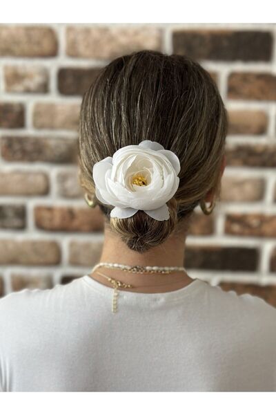 Plantarrium Design Peony Flower Rose Embellished Fabric Buckle