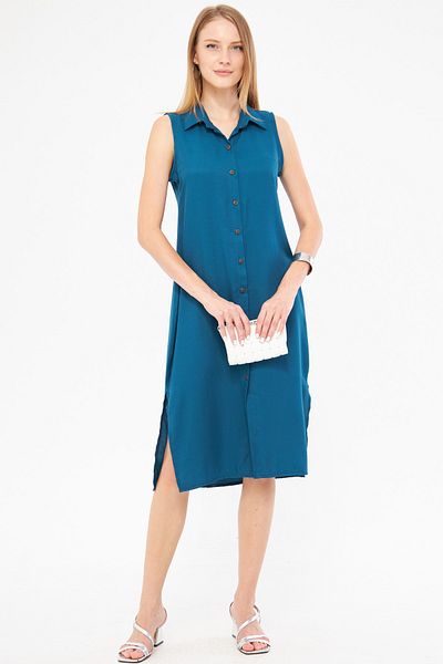 armonika Rochie de damă cu guler uleiat - cu nasturi, ARM-17Y00028