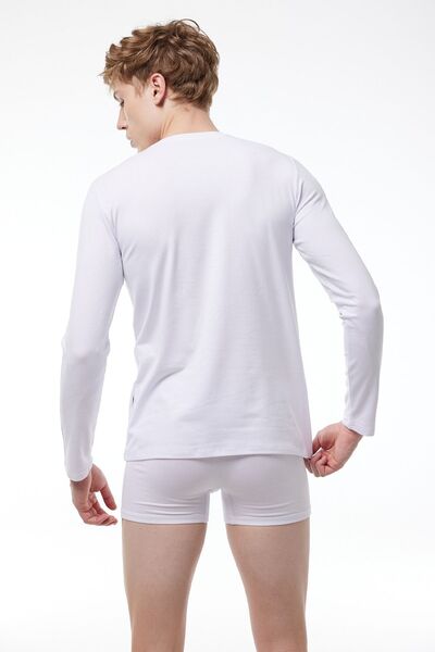 Malabadi Ανδρικό λευκό στρογγυλό λαιμό μακρυμάνικο Lycra Modal Body 045