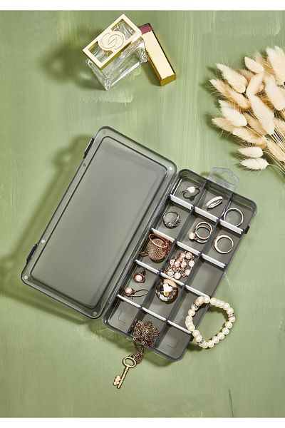 HOMİNG 15 Compartment Mini Jewelry Box Organizer Black Organ-2020