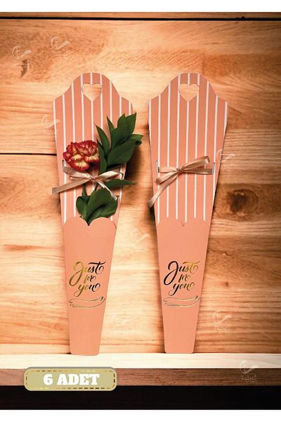 t tuğset etiket Flower Rose Box Μονό Rose Box Τσάντα συσκευασίας λουλουδιών με κορδέλα 6 τμχ Orange-T903