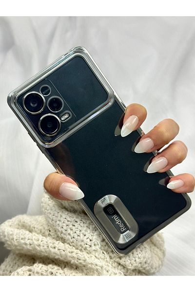 Vip Case Redmi Note 12 Pro 5g (في الخارج) حماية الكاميرا شعار شفاف يظهر الحواف لامعة فاخرة أوميغا