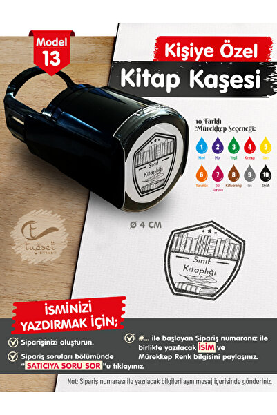 t tuğset etiket Kişiye Özel İsim Yazılı Kitap Kaşesi - İsme Özel Kitap Mühürü...