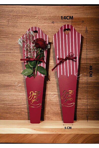t tuğset etiket Çiçek Gül Kutusu Tekli Gül Kutusu Çiçek Ambalaj Kurdeleli Çanta 6 Adet Kırmızı -t898