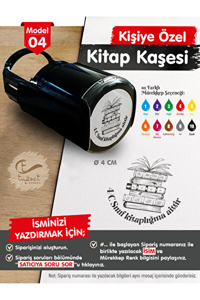 t tuğset etiket Kişiye Özel İsim Yazılı Kitap Kaşesi - İsme Özel Kitap Mühürü...
