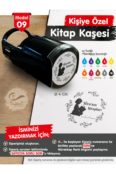 t tuğset etiket Kişiye Özel İsim Yazılı Kitap Kaşesi - İsme Özel Kitap Mühürü...