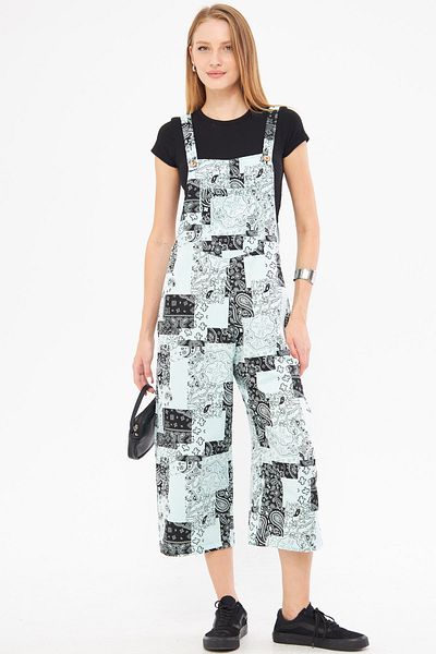 armonika Mint Patterned Women's Gardener Jumpsuit - ARM-24Y 001106