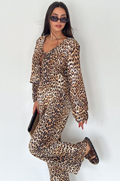 fiolin Leopard Patterned Set with Poplin Shirt