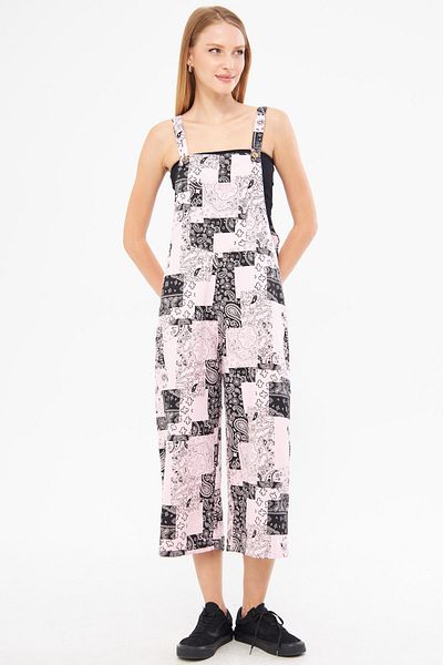 armonika Powder Pink Patterned Women's Gardener Jumpsuit - ARM-24Y 001106