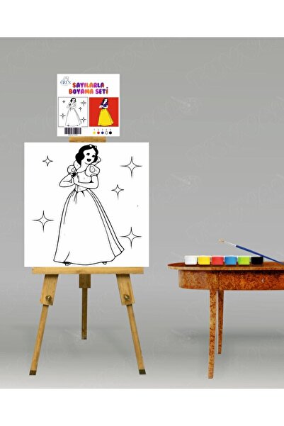 tuvval Sayılarla Boyama Seti Prenses 20x20 Çocuk Sayılarla Boyama Hobi Tuval
