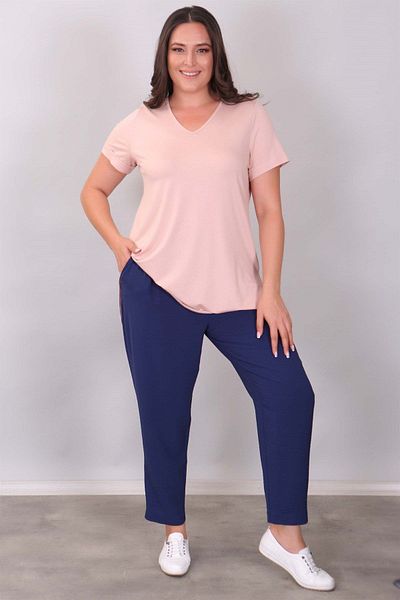 SERTUĞ V-Neck Basic Powder Blouse