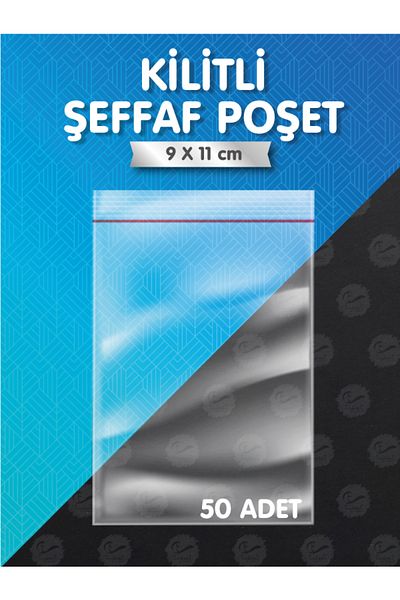 t tuğset etiket Nylon Bag - Ziplock and Transparent, 9x11 Cm, 50 Pieces - T978