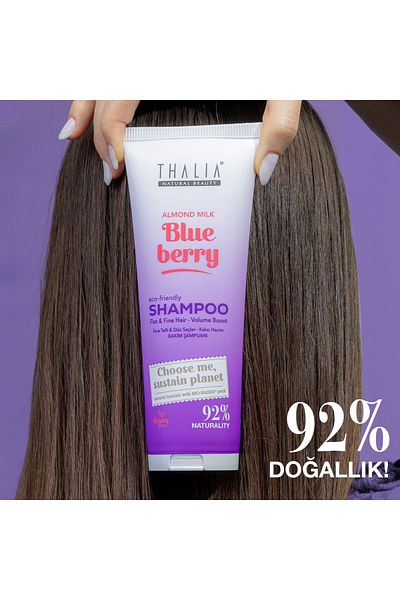 Thalia 250ml Care Shampoo - Almond Milk and Blueberry Extract, for Fine Strands and Straight Hair