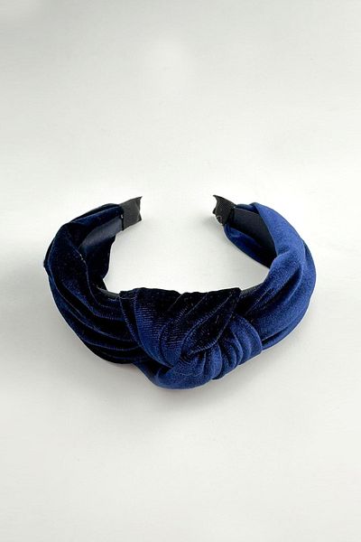 Modex Navy Blue Velvet Knot Patterned Crown