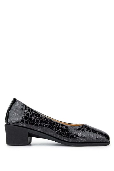 Tamer Tanca Genuine Leather Black Patent Leather Women's Heeled Shoes