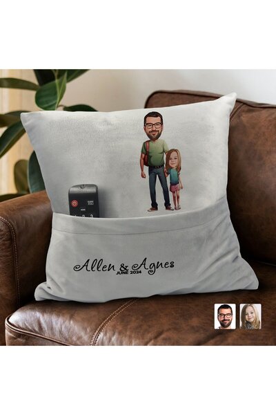 Bk Gift Kişiye Özel Baba Kız Karikatür Tasarımlı Organizer Kumanda ve Atıştır...
