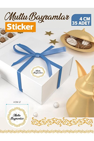 t tuğset etiket Mutlu Bayramlar Etiketi 4x4 cm 35 Adet Ramazan Bayramı Kurban...