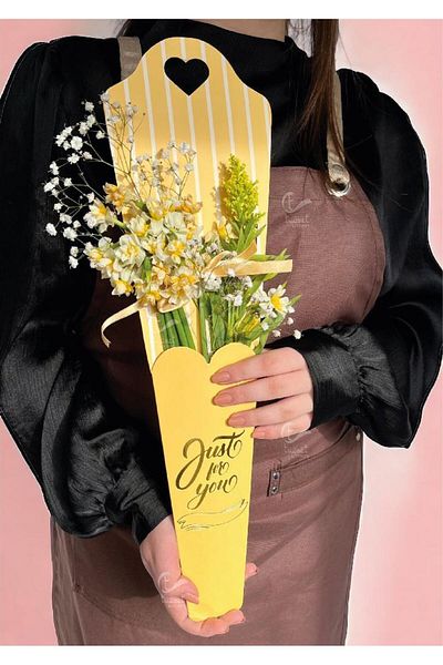 t tuğset etiket Flower Rose Box Μονό Rose Box Τσάντα συσκευασίας λουλουδιών με κορδέλα 6 τμχ Yellow-T902