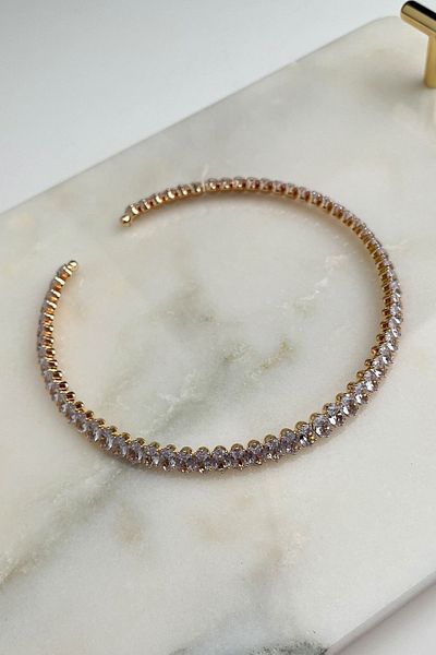 Modex Zircon Stone Oval Choker Necklace - Waterway and Spring