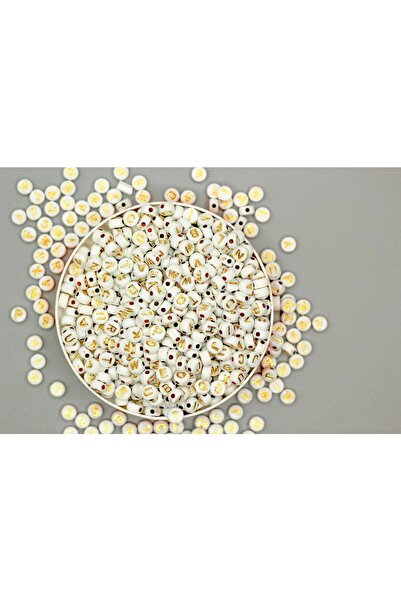 Egem aksesuar Letter Beads Gold 100 Pieces Flat
