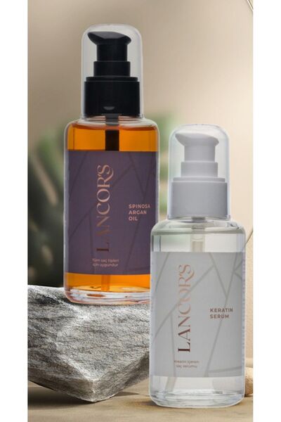 LANCOR'S مصل الأرغان والكيراتين - مجموعة العناية بالشعر المضادة للكسر والتجعد...