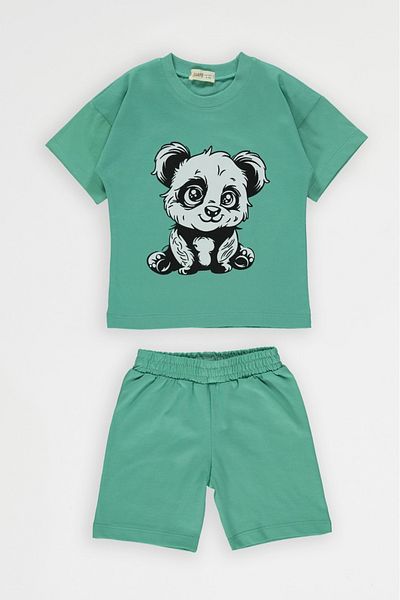 LADİN Panda Patterned Summer Short Set