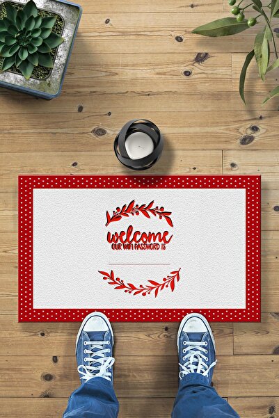 Buket Home مرحبًا بكم في كلمة مرور Wifi الخاصة بنا وهي سجادة باب أمامية مزخرفة مقاس 45 × 70