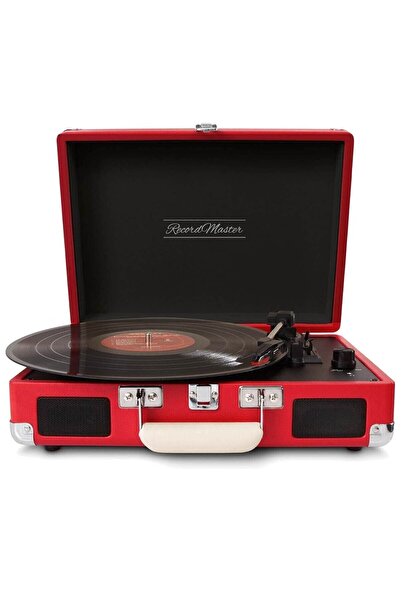 Record Master T310ch Pikap Plak Çalar- Kırmızı - Şarj Edilebilir - 33, 45, 78 Devir - Universal Iğneli