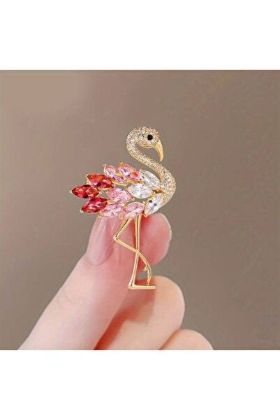 MAURA LIYUZA Taşlı Şık Flamingo Broş & Elbise, Şapka, Çanta, Takım için Moda ...