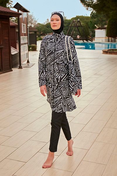 Riva Mera R2403 Model Patterned Full Covered Hijab Swimsuit