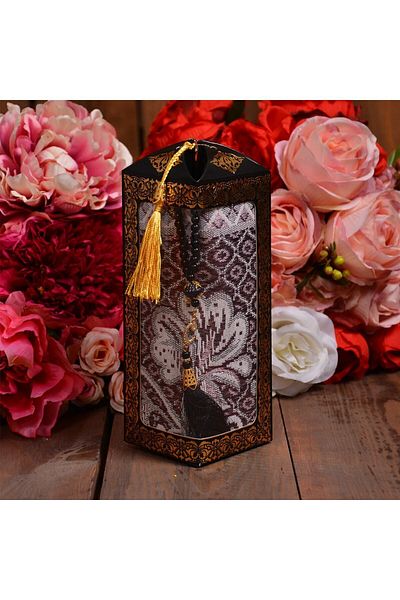 Medrese Yayınları Black Prayer Rug Set with Rosary - Birth, Engagement and Mawlid Gift