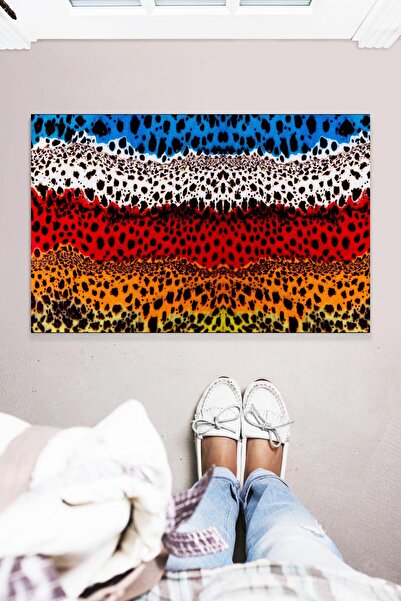 Buket Home سجادة باب أمامية للديكور الداخلي والخارجي متعددة الأغراض بلون الفهد مقاس 45 × 70