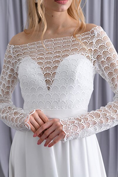 Tangül&Ali'S Moda Evi Güpürlü Yırtmaçlı Gelinlik