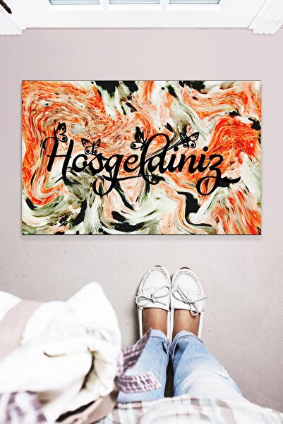 Buket Home Bine ați venit Covoraș decorativ modern pentru interior și exterior, pentru fața ușii, 45x70